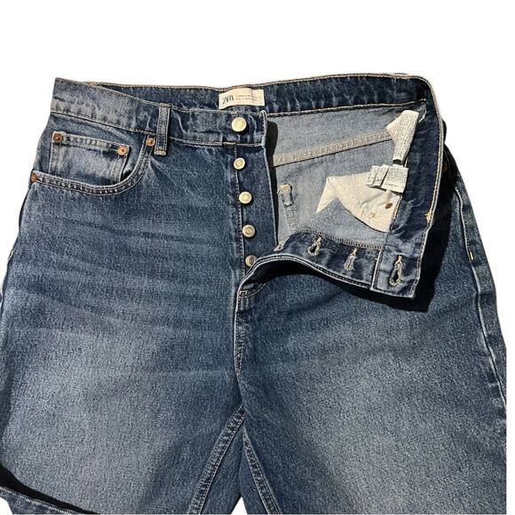 Zara Women Denim Straight Leg High Rise Jeans Medium Wash US 10 - Picture 3 of 13